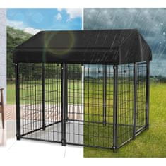 Venkovní kovová psí bouda s textilní střechou odolnou proti UV záření