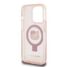 HELLO KITTY obal na iPhone 15 PRO 6.1" Pink IML Ringstand Glitter Head Logo MagSafe