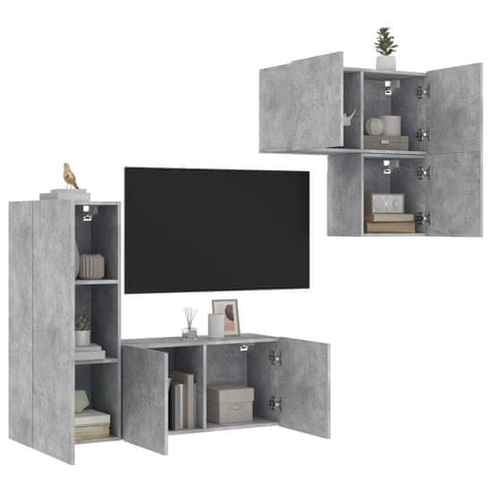 Vidaxl 4dílná obývací stěna betonově šedá kompozitní dřevo