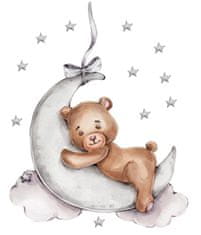 Tulimi Nálepky, dekorace na zeď - Spící Medvídek na měsíčku