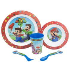 Stor Dětské plastové nádobí Super Mario (talíř, miska, sklenice, příbor), 75250