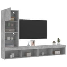 shumee 4dílná obývací stěna s LED betonově šedá kompozitní dřevo