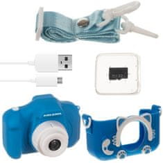 Kruzzel Dětský fotoaparát AC22295 modrý 32GB karta