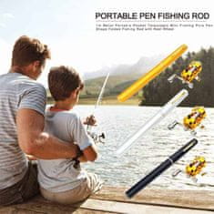 Netscroll Přenosný kapesní teleskopický rybářský prut z hliníku s kolečkem, rybářská sada, montáž za pár sekund, praktický rybářský prut pro rychlé rybářské výlety, pro začátečníky a děti, FishCatch