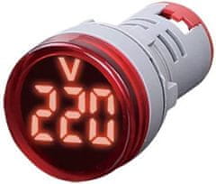 HADEX Voltmetr panelový AD16-22DSV, MP 60-500VAC, červený, větší segmenty