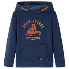 Greatstore Dětská mikina s kapucí námořnická modrá melanž a oranžová 116