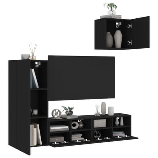 Vidaxl 4dílná obývací stěna černá kompozitní dřevo