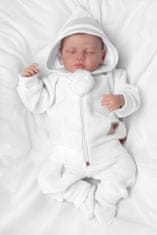Baby Nellys 3-dílná souprava Hand made, pletený kabátek, kalhoty a botičky, bílá, vel. 56