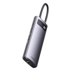 BASEUS Rozbočovač 7v1 Baseus řady Metal Gleam, USB-C na 3x USB 3.0 + 2x HDMI + USB-C PD + Ethernet RJ45