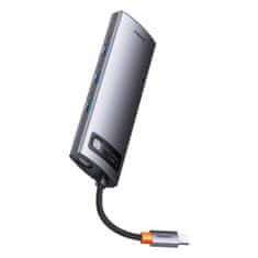 BASEUS Rozbočovač 7v1 Baseus řady Metal Gleam, USB-C na 3x USB 3.0 + 2x HDMI + USB-C PD + Ethernet RJ45