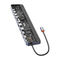 BASEUS Rozbočovač 12w1 Baseus EliteJoy Gen2 series USB-C do 2xHDMI+ 3xUSB 3.0+ PD+ DP+ SD/TF+ RJ45+Type-C+ 3,5mm (tmavě šedý)