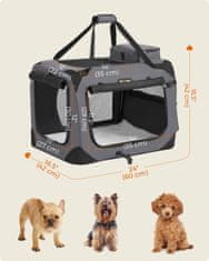 FEANDREA Přepravní taška pro psy, prodyšná, kov, textil, šedá 60x42x42 cm