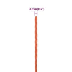 shumee Pracovní lano oranžové 3 mm 50 m polypropylen