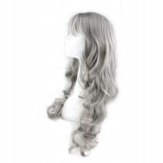 Paruka s dlouhými kudrnatými šedými vlasy W75