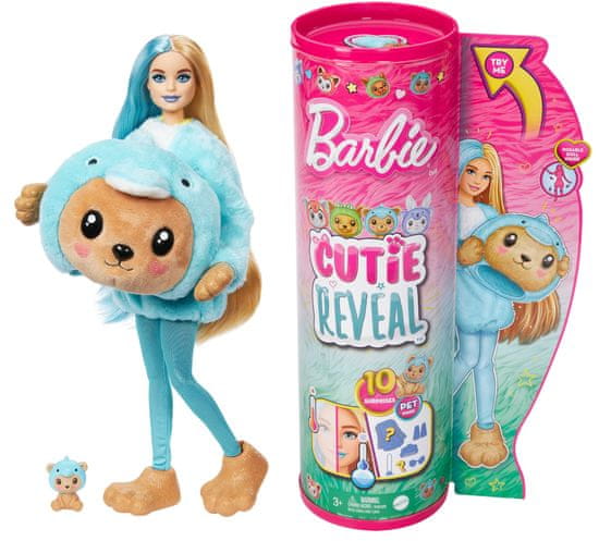 Mattel Barbie Cutie Reveal Barbie v kostýmu - medvídek v modrém kostýmu delfína HRK22