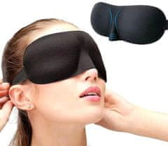 Camerazar 3D Maska na oči pro spánek, černá, měkký polyester, 24x9 cm