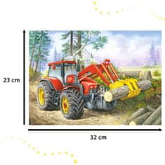 WOWO Puzzle CASTORLAND 60 dílků - Lesní Scéna s Traktorem a Drapákem, pro děti 5+ let