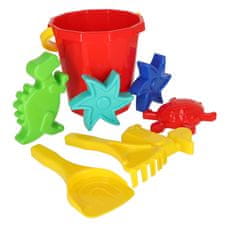 WOWO DIPLO W-127 Kompletní sada hraček pro pískoviště - kbelík, lopatka, hrábě a formy (9 prvků)