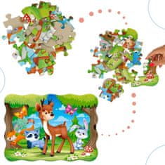 WOWO Puzzle CASTORLAND A Deer and Friends - 30 dílků, pro děti 4+ let, motiv lesních zvířátek