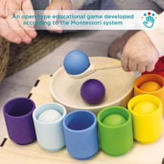 Ulanik Montessori dřevěná hračka "Rainbow: balls in cups"