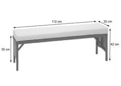 MCW Poly ratanová lavice G16, zahradní lavice ratanová lavice, gastronomie 112cm ~ černá, polštáře světle šedá