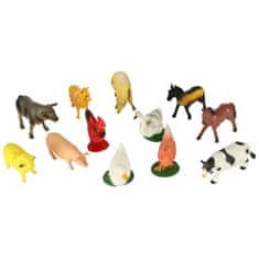 WOWO Set 12 Figurinek Hospodářských Zvířat Kráva, Kůň a Další - Farmářská Kolekce