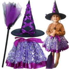 HADEX Dětský kostým čarodějnice, 3ks, fialový
