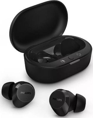 moderní bezdrátová sluchátka philips tat1209 stylové pouzdro hovory handsfree odolnost vodě nabíjecí pouzdro