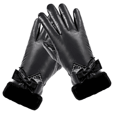 Camerazar Dámské zimní lyžařské rukavice voděodolné hmatové, černé, polyester, délka 25.5 cm
