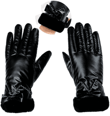 Camerazar Dámské zimní lyžařské rukavice voděodolné hmatové, černé, polyester, délka 25.5 cm