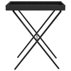 Greatstore Skládací stůl s podnosem černý 65 x 40 x 75 cm polyratan