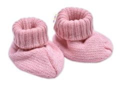 Baby Nellys Pletené botičky/capáčky STAR Hand Made, pudrově růžové, vel. 68/74, 10cm
