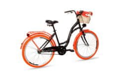 Goetze COLOURS dámské jízdní kolo, kola 26”, výška 150-170 cm, 1-rychlostní, černo oranžové