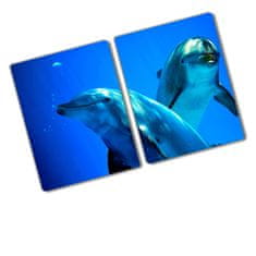 Wallmuralia Kuchyňská deska skleněná Dva delfíni 2x40x52 cm