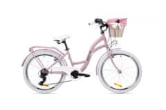 Goetze Mood dámské jízdní kolo, kola 24”, výška 120-155cm, 6-rychlostní, růžové biele
