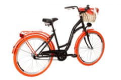 Goetze COLOURS dámské jízdní kolo, kola 26”, výška 150-165 cm, 3-rychlostní, černé oranžové
