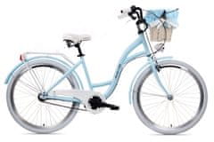 Goetze COLOURS dámské jízdní kolo, kola 26”, výška 150-165 cm, 3-rychlostní, modro-bílé