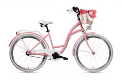 Goetze COLOURS dámské jízdní kolo, kola 26”, výška 150-165 cm, 3-rychlostní, růžovo-bílé