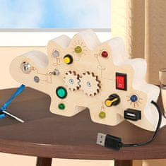 Netscroll Vzdělávací didaktická hračka pro děti, učení a hra s LED světly, rozvoj jemné motoriky, přenosná a bezpečná pro použití v uzavřených nebo otevřených prostorech, tvar dinosaura, SwitchToy