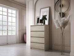 3xEliving Moderní 4-zásuvková komoda DEMII v jednoduchém stylu do ložnice, obývacího pokoje nebo dětského pokoje, dub sonoma