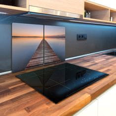 Wallmuralia Kuchyňská deska skleněná Dřevěné molo 80x52 cm