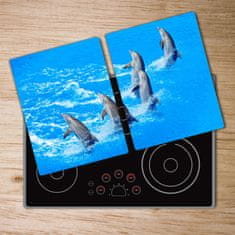 Wallmuralia Kuchyňská deska skleněná Delfíny 2x40x52 cm