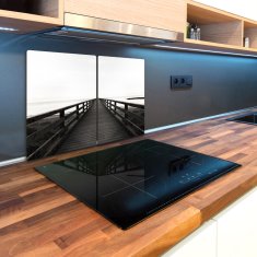 Wallmuralia Kuchyňská deska skleněná Dřevěná molo architektura 2x40x52 cm