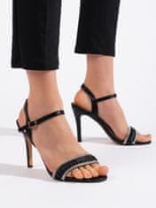 Amiatex Krásné černé sandály dámské na jehlovém podpatku, černé, 39