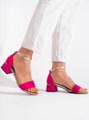 Amiatex Trendy dámské růžové sandály na širokém podpatku, odstíny růžové, 39