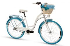 Goetze COLOURS dámské jízdní kolo, kola 26”, výška 150-165 cm, 3-rychlostní, bílá modrá