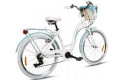 Goetze Mood dámské hliníkové jízdní kolo, kola 26”, výška do165cm, 6-rychlostní, bílo tyrkysová