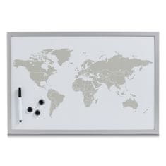 Zeller Magnetická nástěnka mapa světa, šedá, bílá 60x40cm