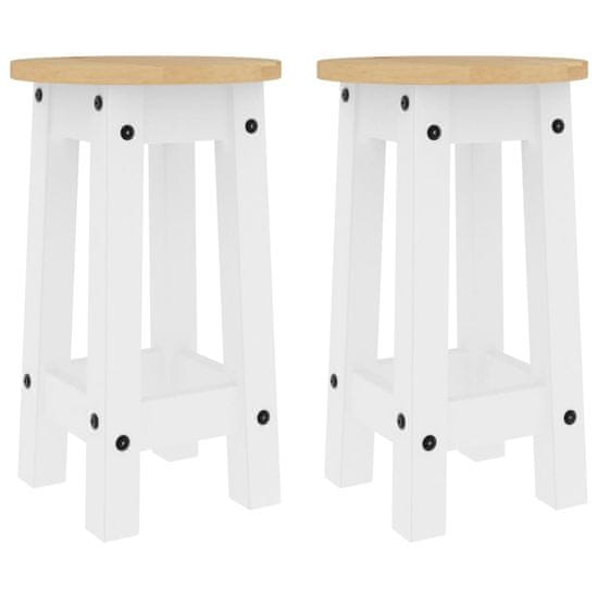 Vidaxl Barové stoličky 2 ks bílé masivní borové dřevo