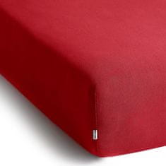 DecoKing Bavlněné jersey prostěradlo s gumou Amber červené, velikost 100-120x200+30